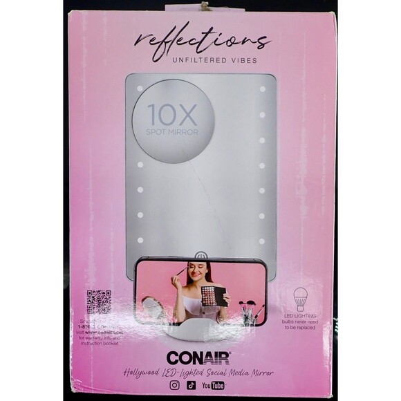 Conair Hollywood 10X LED-Lighted Social Media Mirror Unfiltered Vibes New in Box - Picture 1 of 7
